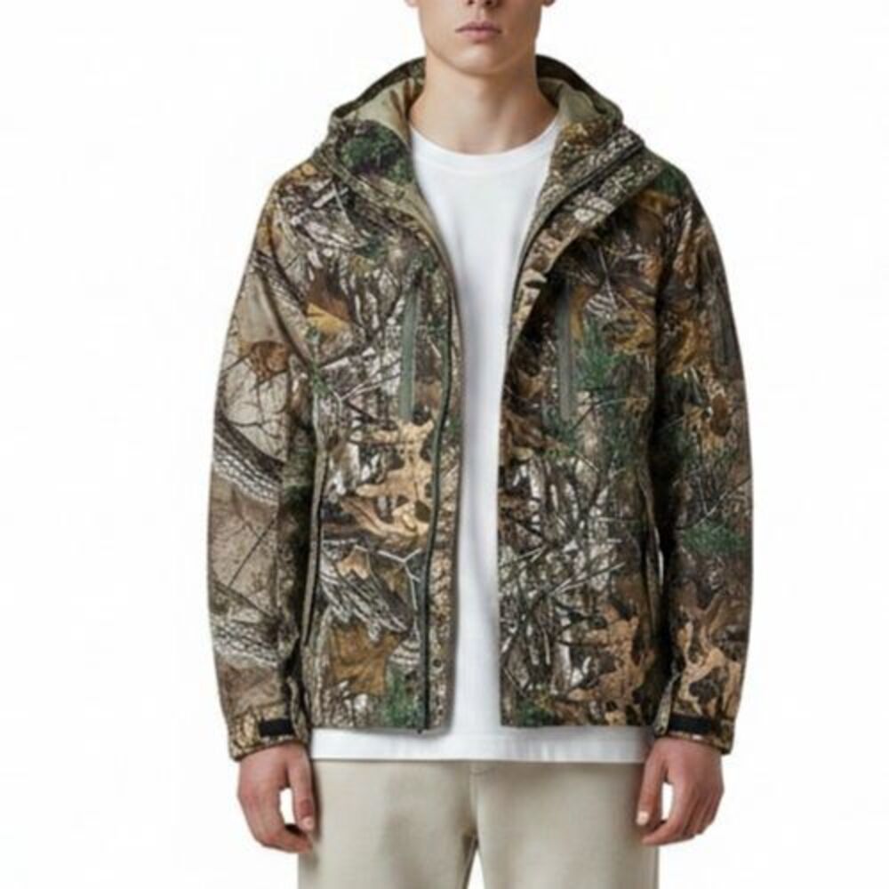 Gamehide Forest Camo Flannel Waterfowl Hunting Jacket Men Medium Hood